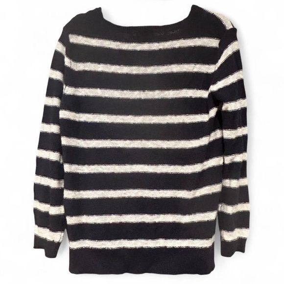 LOFT Navy and White V-Neck Sweater | XS - Picture 2 of 5